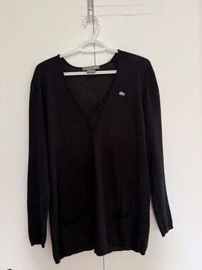 Vintage Black V-Neck Sweater: Lacoste